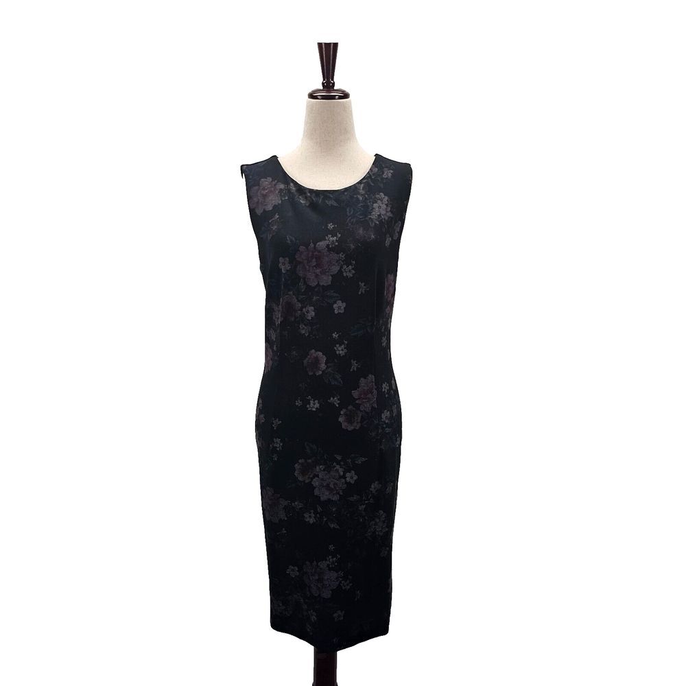 Mario Serrani Dress Ladies Size Medium Black Floral Sleeveless Cocktail Party